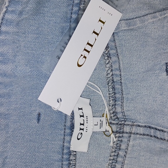 Gilli Washed Denim Mini Skirt with Tie Belt in Size L  (NWT) - Picture 7 of 10